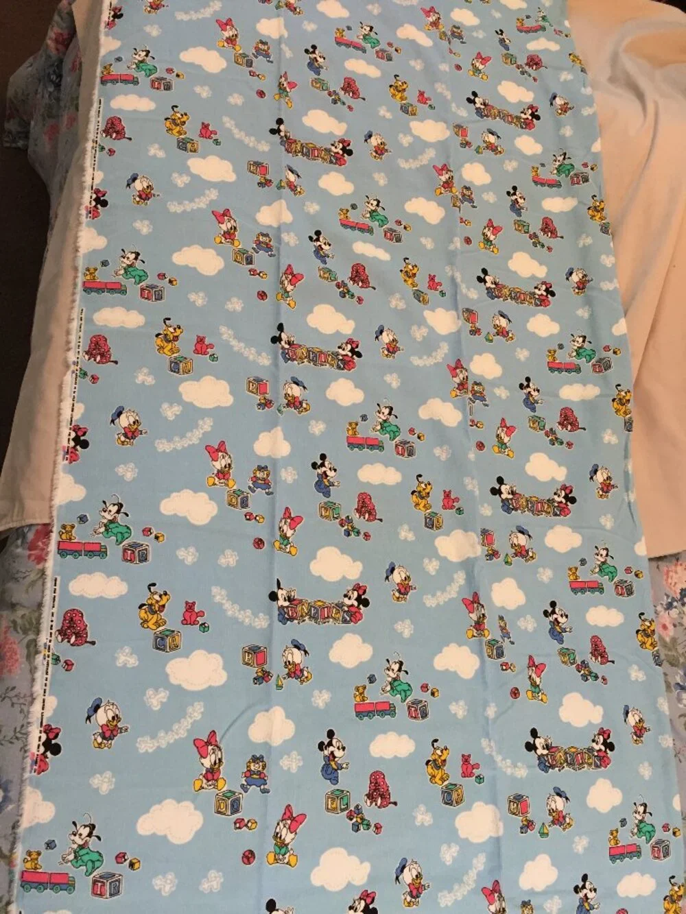 Vintage 1984 Disney Babies Corduroy Fabric Mickey Donald Goofy 30
